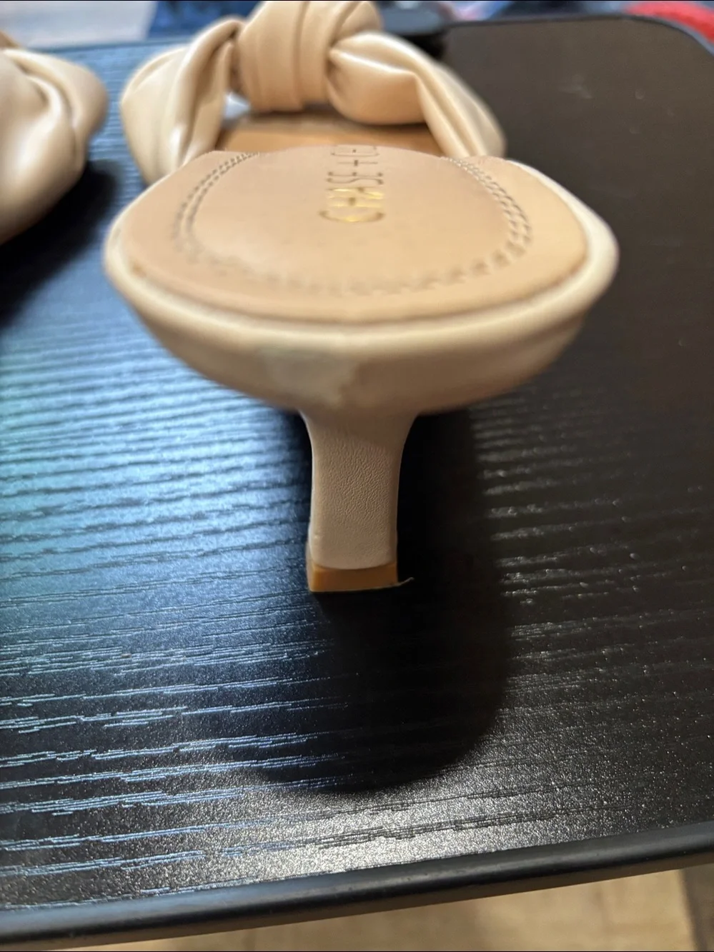 Chase + Chloe Knotted Square Toe Slide Sandals in Beige - Picture 6 of 6